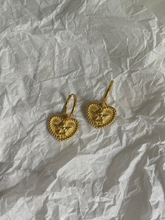 Heart cherub earrings